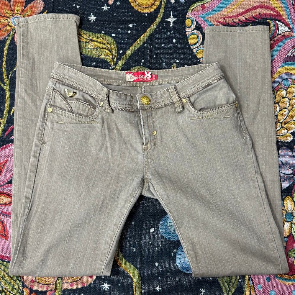 Y2k Apple Bottom Metallic Skinny Jeans Indie Sleaze Grunge Trashy McBling 9 10